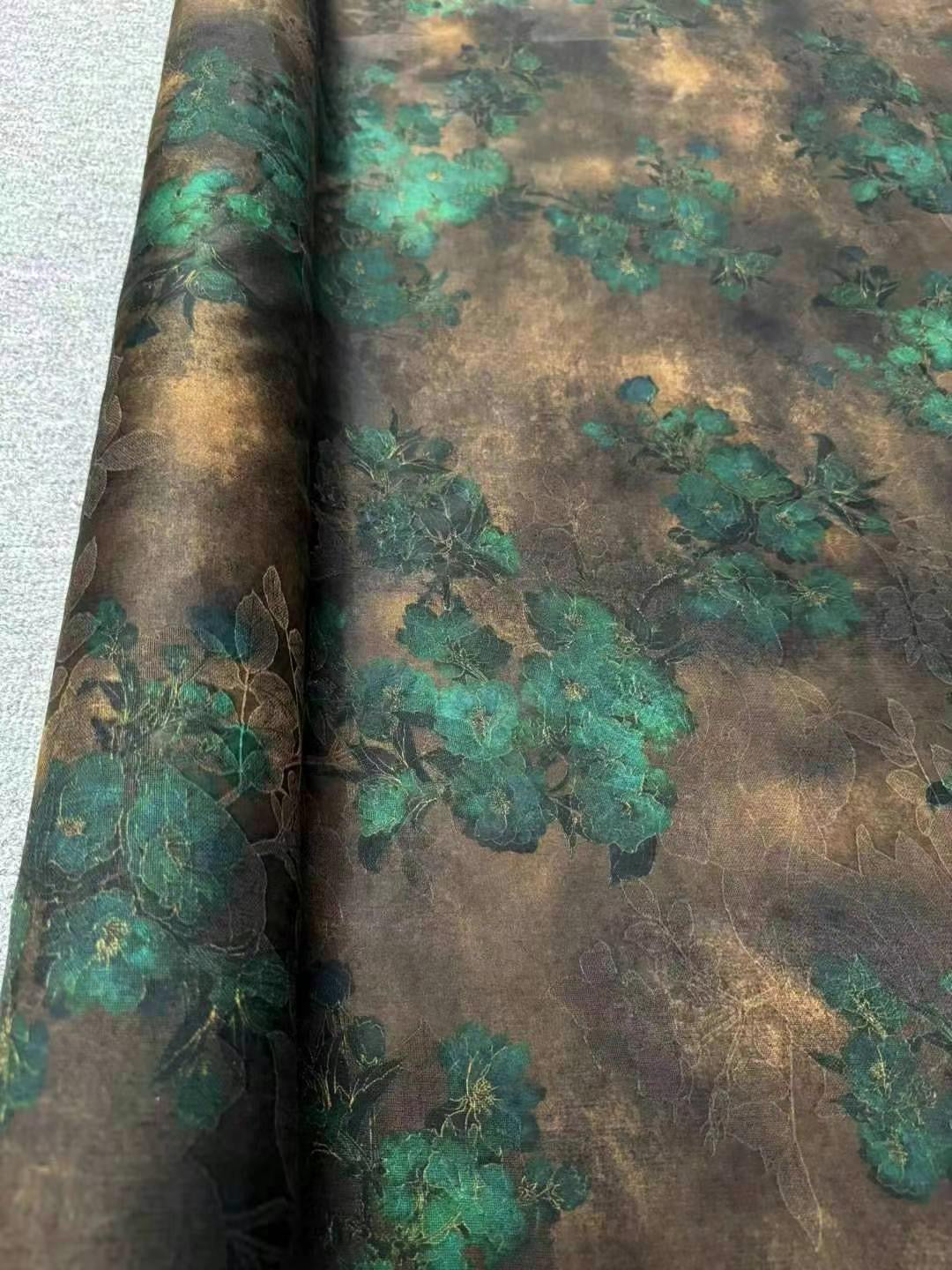 YUEXMR - Handmade 25 Momme HUALUO Jacquard Mud Silk Fabric (Openwork texture) - 114cm by the Yard
