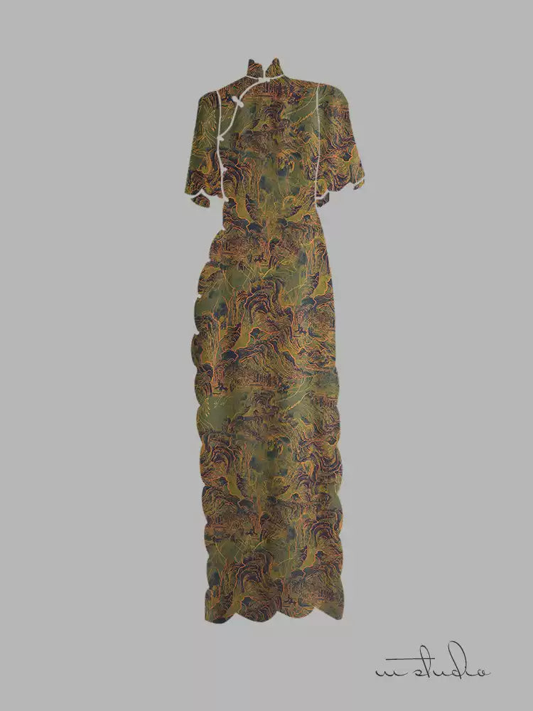 RYSANCON - Hight 60 Count Rayon Satin Faux Silk Chinese Style Floral Cheongsam Dress Fabric - 145cm wide by the Yard