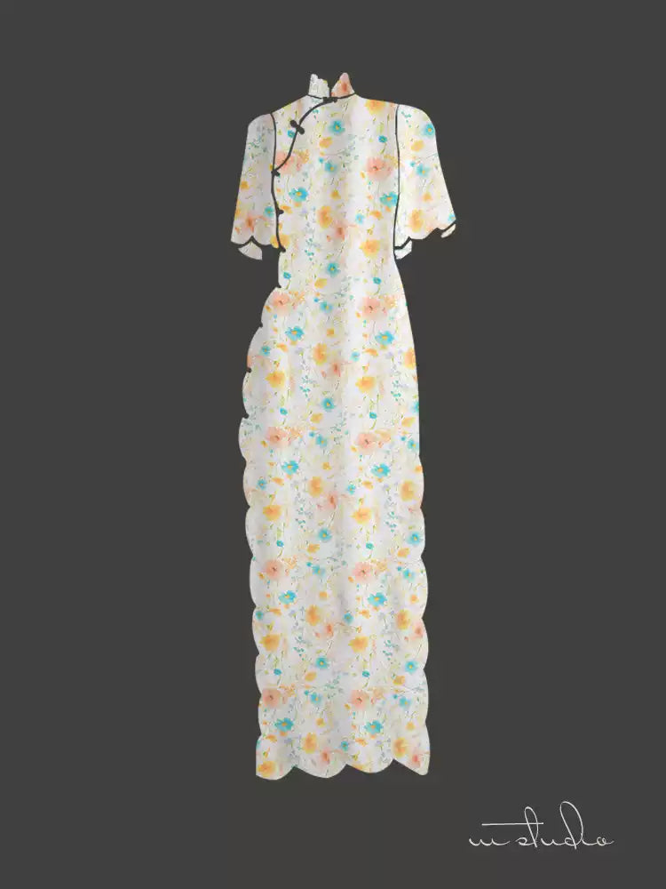 RYYUEZHA- Hight 60 Count Rayon Satin Faux Silk Chinese Style Floral Cheongsam Dress Fabric - 145cm wide by the Yard