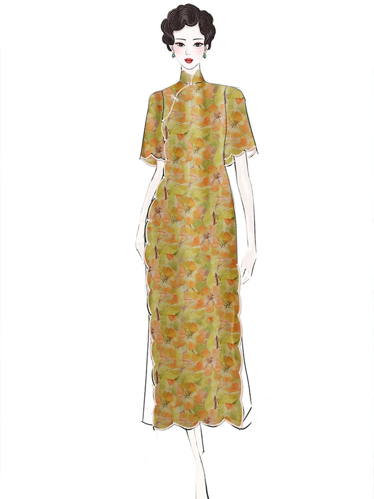 RYQIANCA- Hight 60 Count Rayon Satin Faux Silk Chinese Style Floral Cheongsam Dress Fabric - 145cm wide by the Yard