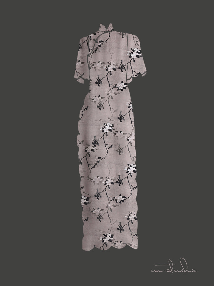RYSUHUAI - Hight 60 Count Rayon Satin Faux Silk Chinese Style Floral Cheongsam Dress Fabric - 145cm wide by the Yard