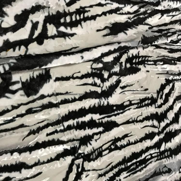 BANMAW - Black and White Zebra Print Semi-sheer with a Draping Effect Burnout Silk Velvet Satin Fabric - 114cm wide by the Yard