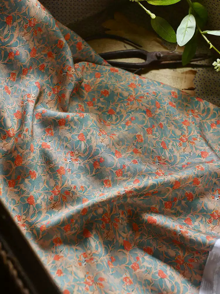 RYQIPHUI - Hight 60 Count Rayon Satin Faux Silk Chinese Style Floral Cheongsam Dress Fabric - 145cm wide by the Yard