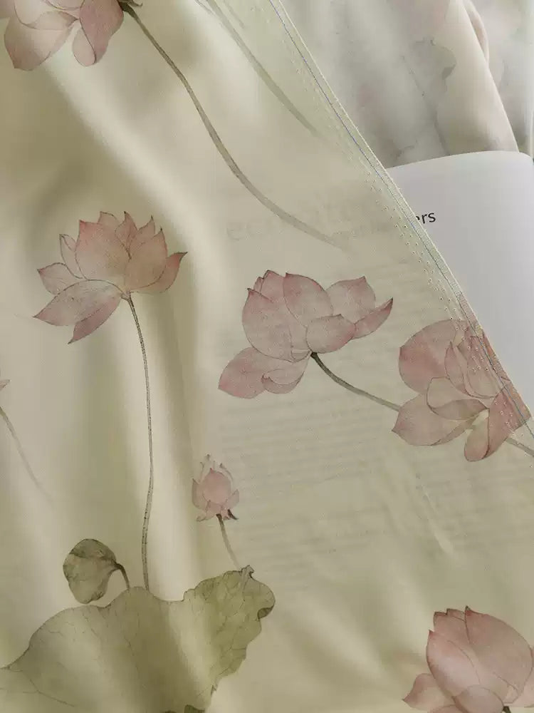 RYHEEYIU - Hight 60 Count Rayon Satin Faux Silk Chinese Style Floral Cheongsam Dress Fabric - 145cm wide by the Yard