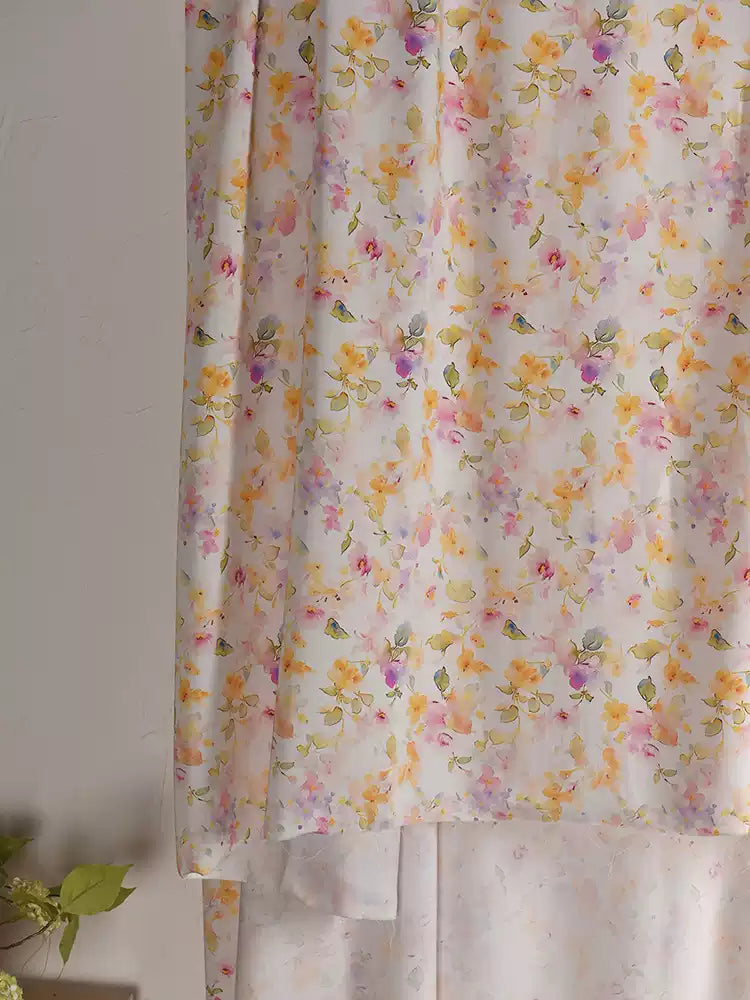 RYHUANXI - Hight 60 Count Rayon Satin Faux Silk Chinese Style Floral Cheongsam Dress Fabric - 145cm wide by the Yard
