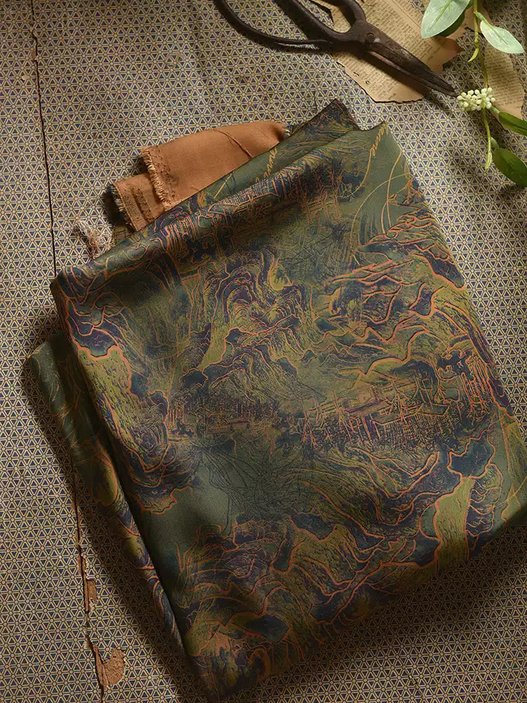 RYSANCON - Hight 60 Count Rayon Satin Faux Silk Chinese Style Floral Cheongsam Dress Fabric - 145cm wide by the Yard