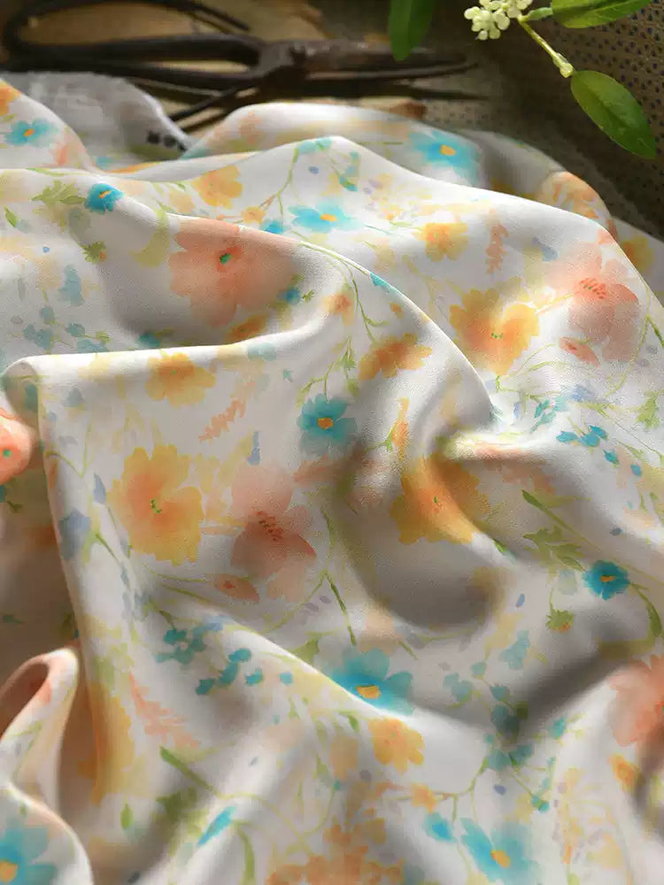 RYYUEZHA- Hight 60 Count Rayon Satin Faux Silk Chinese Style Floral Cheongsam Dress Fabric - 145cm wide by the Yard