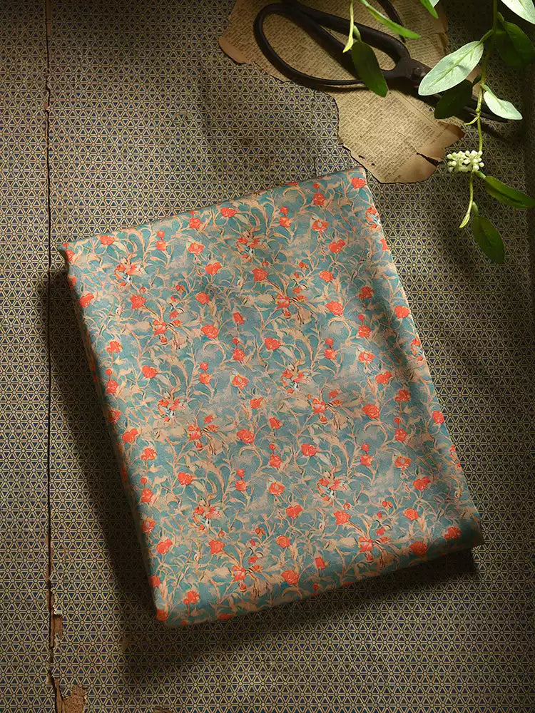 RYQIPHUI - Hight 60 Count Rayon Satin Faux Silk Chinese Style Floral Cheongsam Dress Fabric - 145cm wide by the Yard