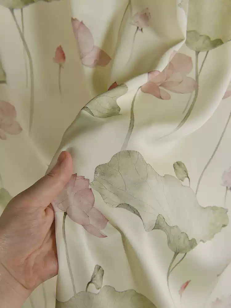 RYHEEYIU - Hight 60 Count Rayon Satin Faux Silk Chinese Style Floral Cheongsam Dress Fabric - 145cm wide by the Yard