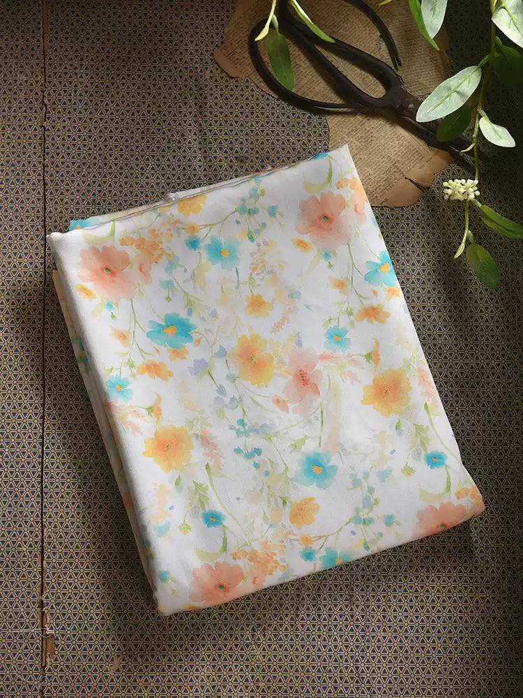 RYYUEZHA- Hight 60 Count Rayon Satin Faux Silk Chinese Style Floral Cheongsam Dress Fabric - 145cm wide by the Yard