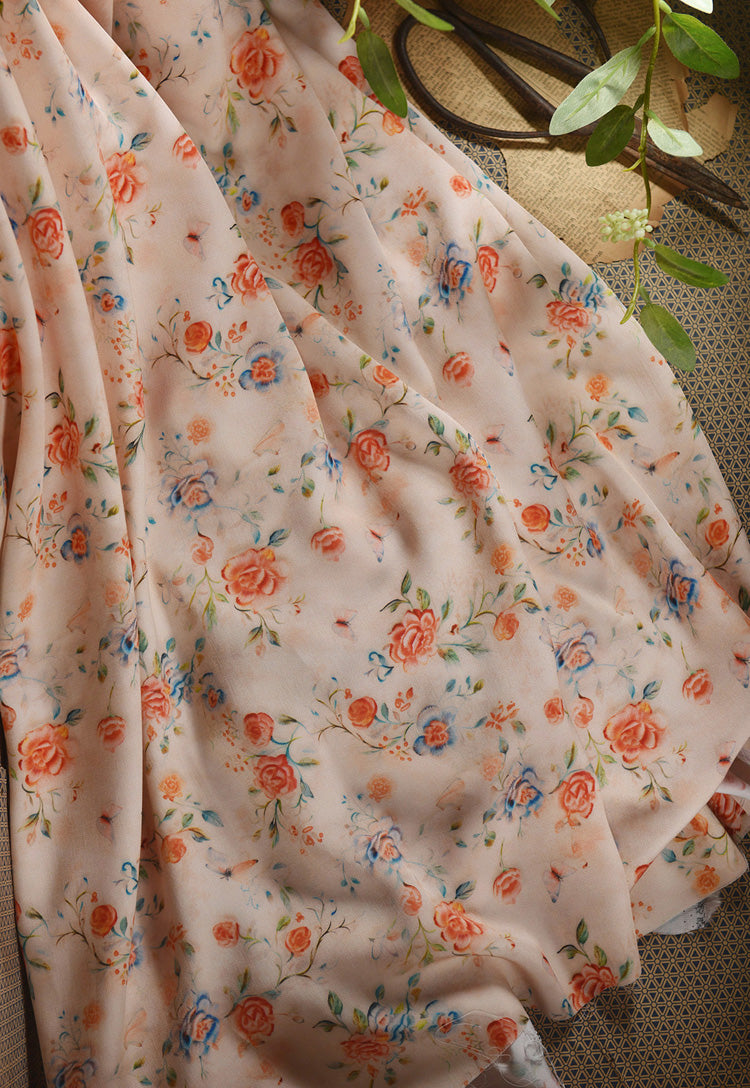 RYHUAJIO - Hight 60 Count Rayon Satin Faux Silk Chinese Style Floral Cheongsam Dress Fabric - 145cm wide by the Yard