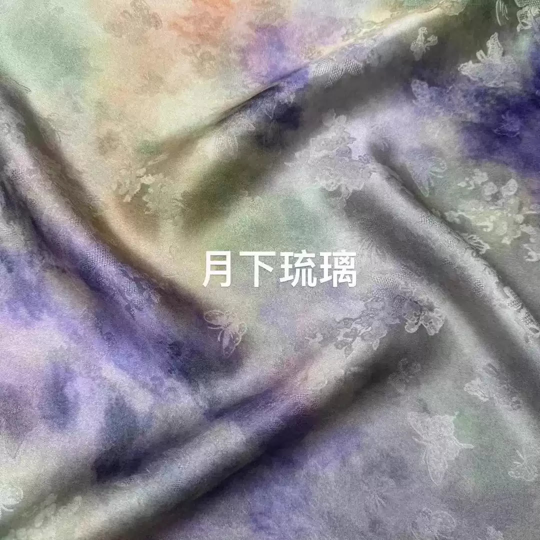 YUEXLL - Handmade 25 Momme HUALUO Jacquard Mud Silk Fabric (Openwork texture) - 114cm by the Yard