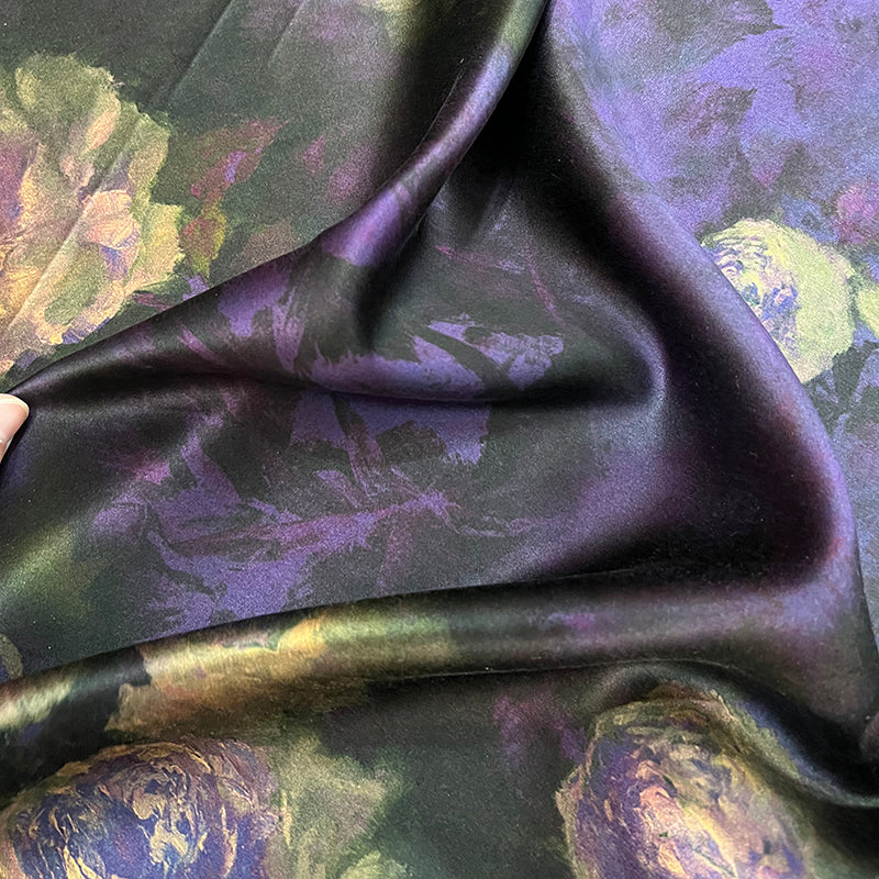 XIEYMUD - Eco Friendly Handmade 50 Momme Purple PIZI Mud Silk Satin Fabric - 114cm wide by the Yard