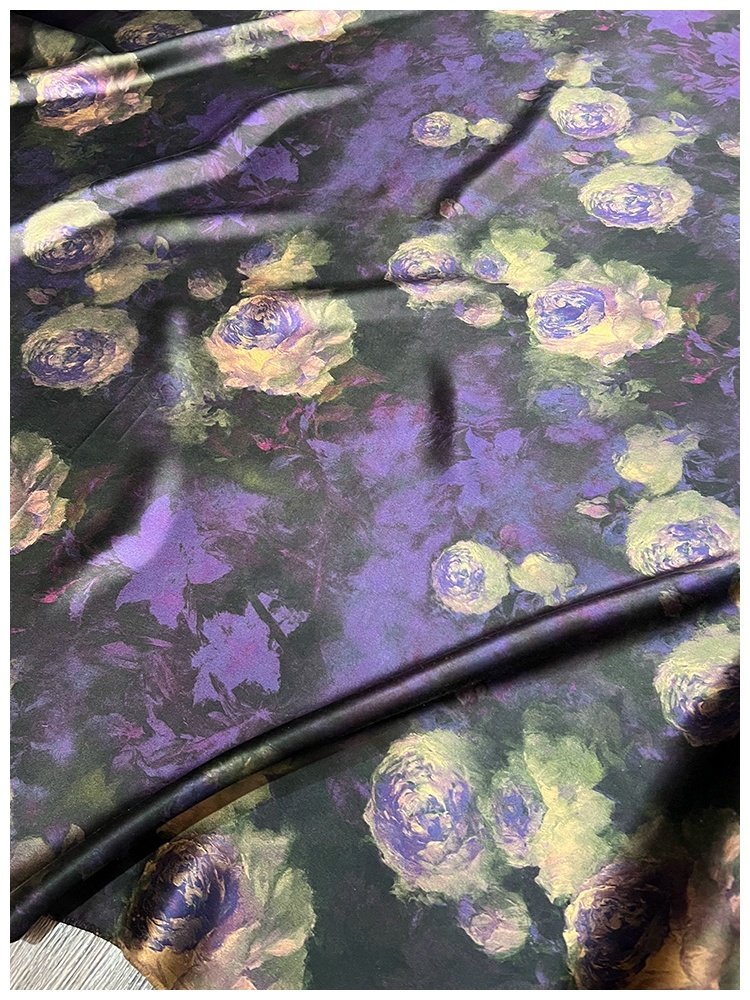 XIEYMUD - Eco Friendly Handmade 50 Momme Purple PIZI Mud Silk Satin Fabric - 114cm wide by the Yard