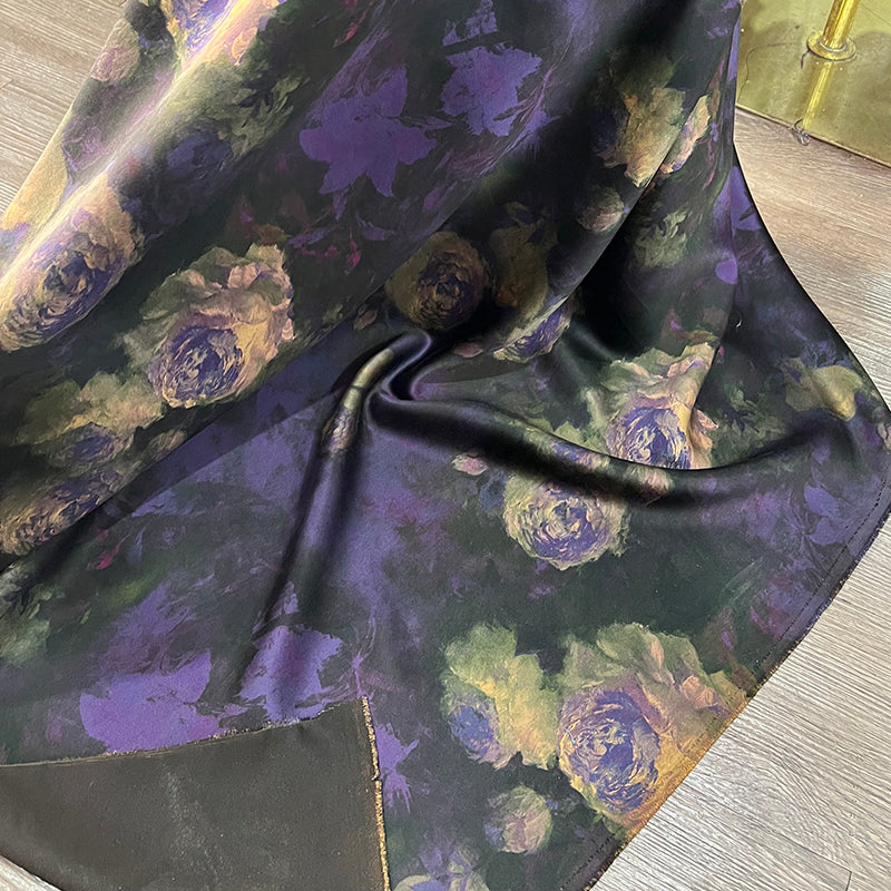 XIEYMUD - Eco Friendly Handmade 50 Momme Purple PIZI Mud Silk Satin Fabric - 114cm wide by the Yard