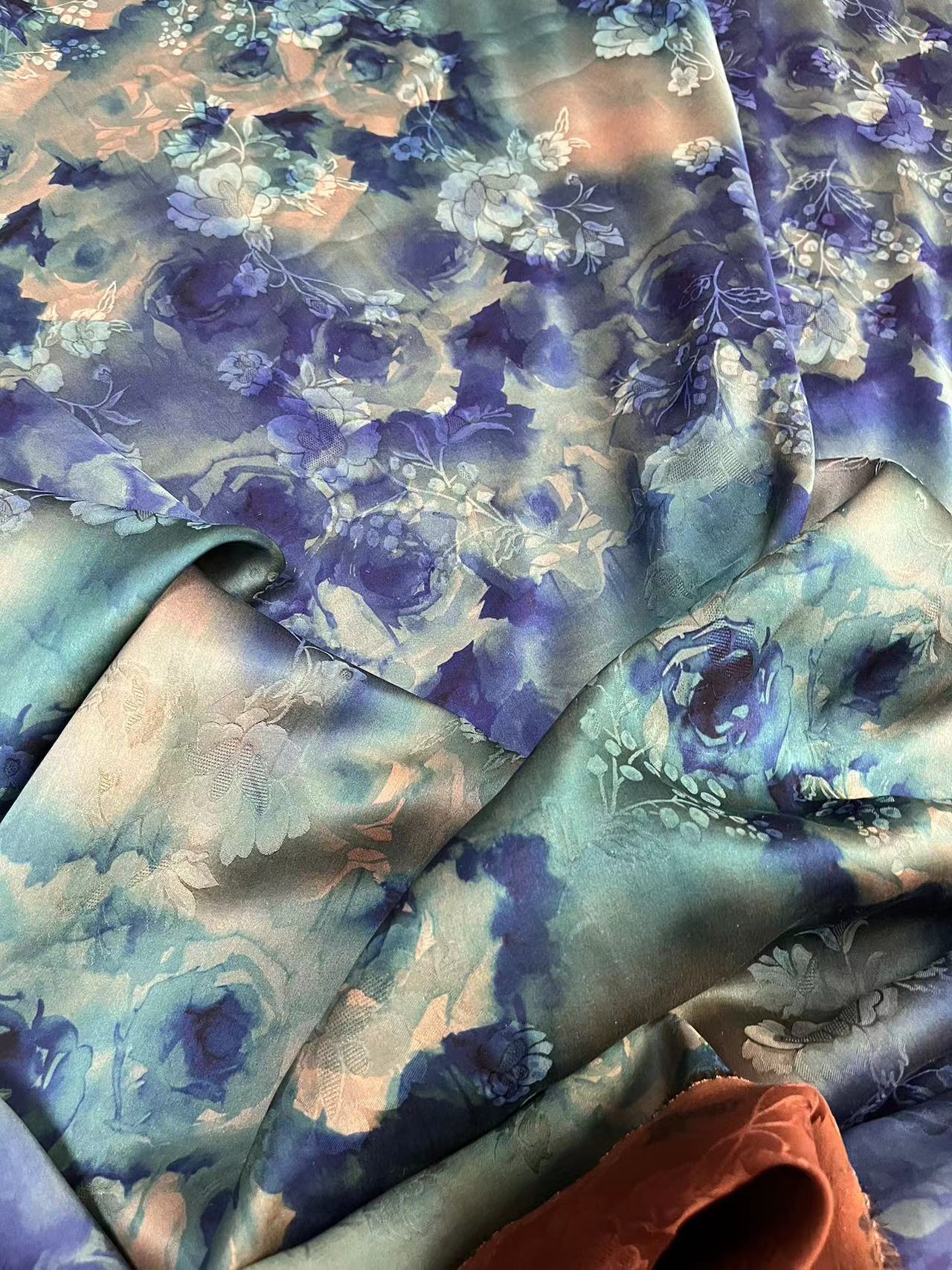 YANZII - Handmade 25 Momme HUALUO Jacquard Mud Silk Fabric (Openwork texture) - 114cm by the Yard