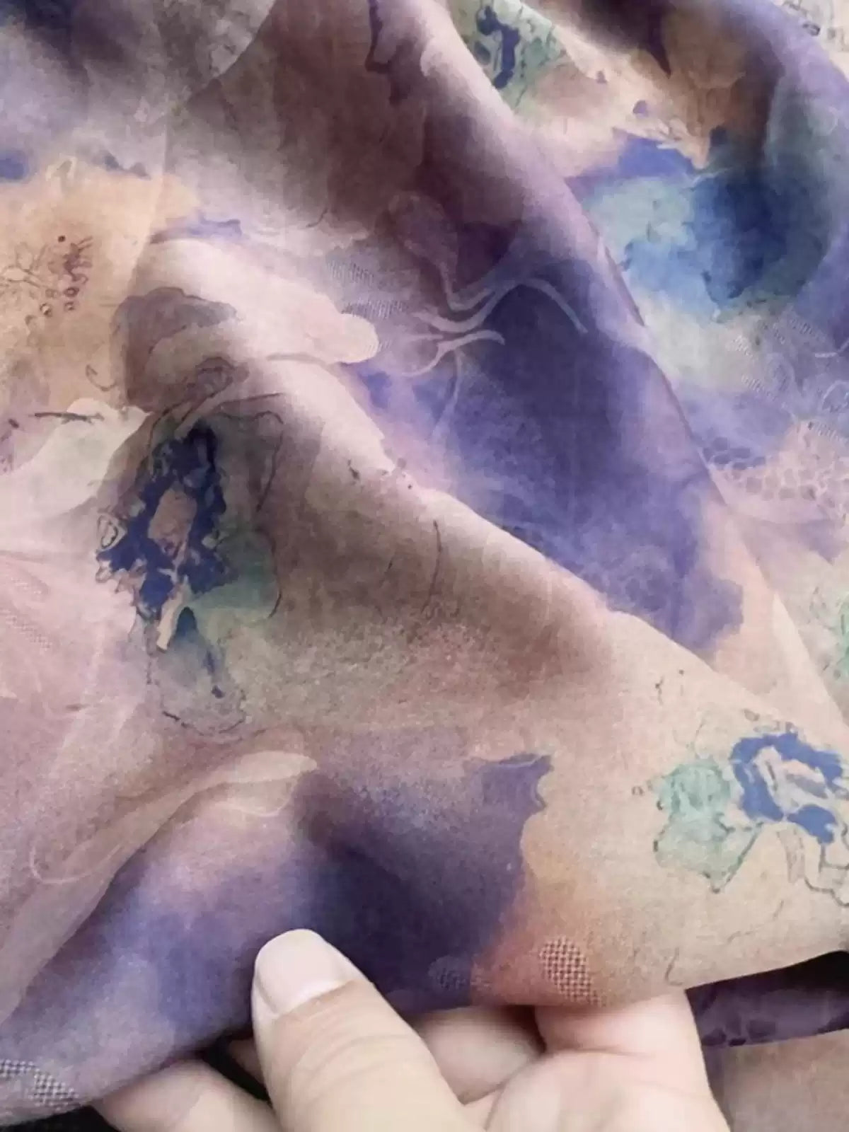YUNRSX - Handmade 25 Momme HUALUO Jacquard Mud Silk Fabric (Openwork texture) - 114cm by the Yard