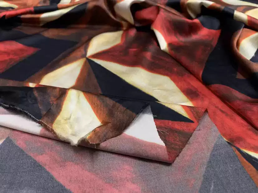 BXMYBG - 19 Momme Boho Style Irregular Pattern Digital Print Stretch Silk Satin Fabric - 140cm wide by the Yard
