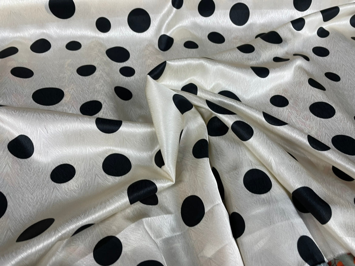 DAXIAOY - 19 Momme Retro Style Hepburn Storm Point Pattern Digital Print Stretch Silk Satin Fabric - 108cm wide by the Yard