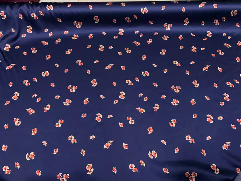 FASISU - 19 Momme Niche Design Floral Pattern Digital Print Stretch Silk Satin Fabric - 140cm wide by the Yard