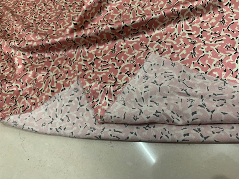 FENSUI - 19 Momme Floral Pattern Digital Print Stretch Silk Satin Fabric - 140cm wide by the Yard
