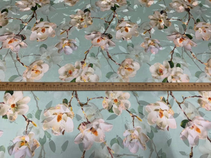 FORHUA - 19 Momme Flowers Pattern Digital Print Stretch Silk Satin Fabric - 140cm wide by the Yard