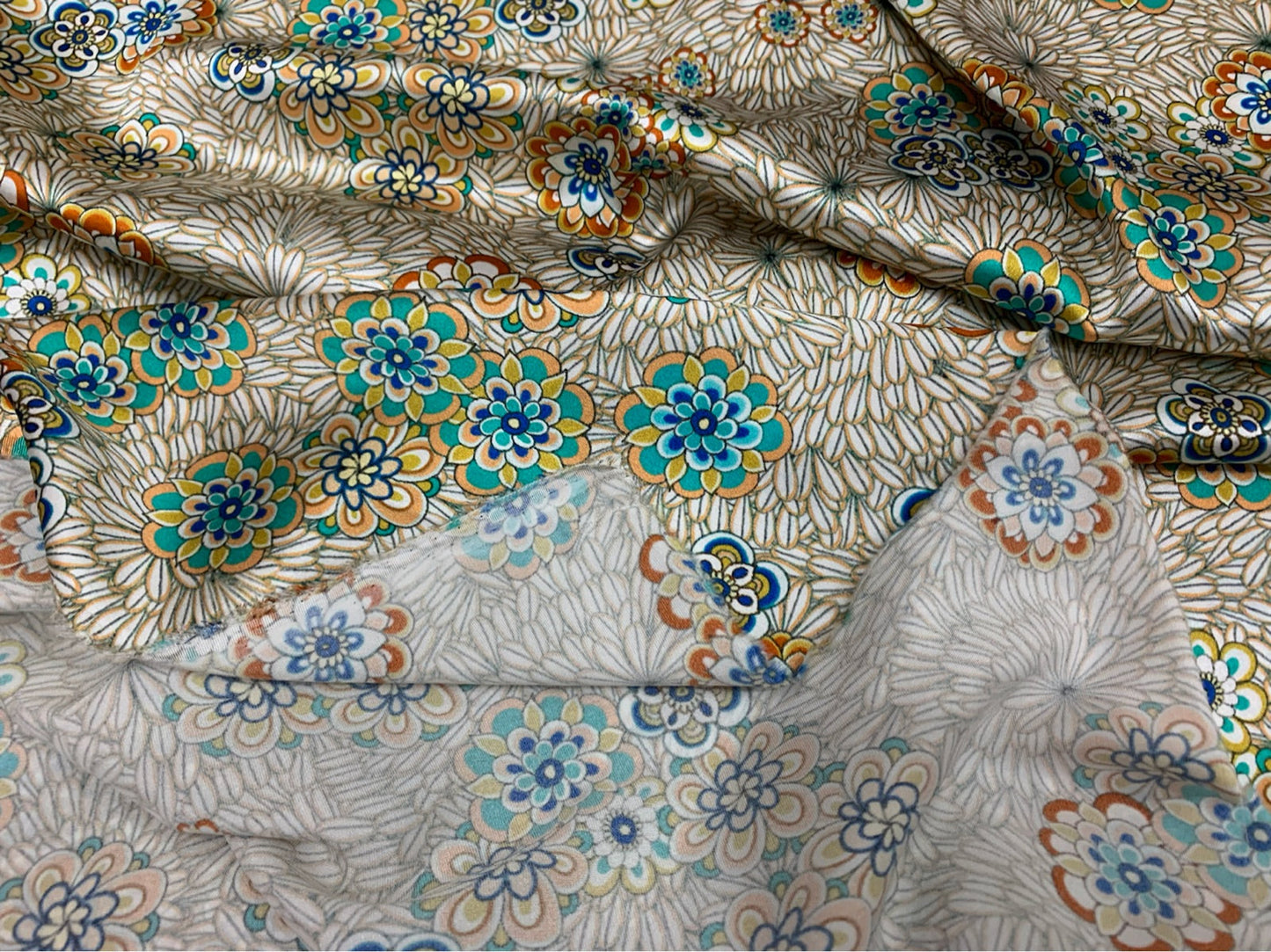 FUGUHU - 19 Momme Romantic Floral Pattern Digital Print Stretch Silk Satin Fabric - 108cm wide by the Yard