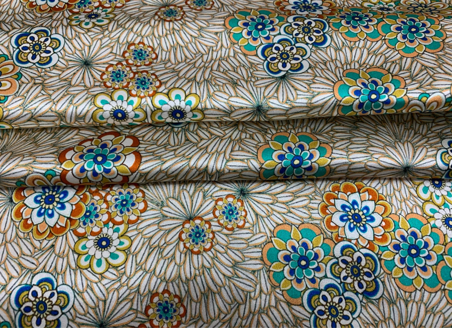 FUGUHU - 19 Momme Romantic Floral Pattern Digital Print Stretch Silk Satin Fabric - 108cm wide by the Yard