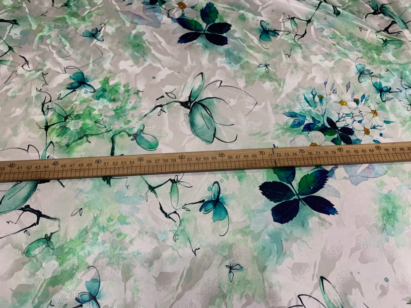 GODYOA - 19 Momme Flowers Pattern Digital Print Stretch Silk Satin Fabric - 108cm wide by the Yard
