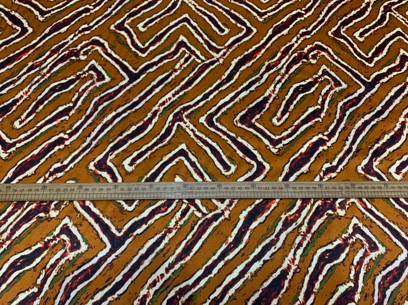 JIANLI - 19 Momme Maze Pattern Digital Print Stretch Silk Satin Fabric - 140cm wide by the Yard