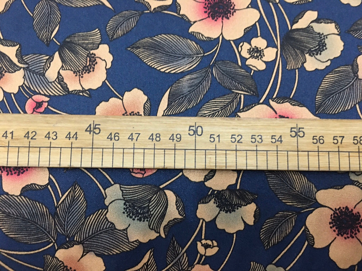 LITSUI - 19 Momme Flowers Pattern Digital Print Stretch Silk Satin Fabric - 140cm wide by the Yard