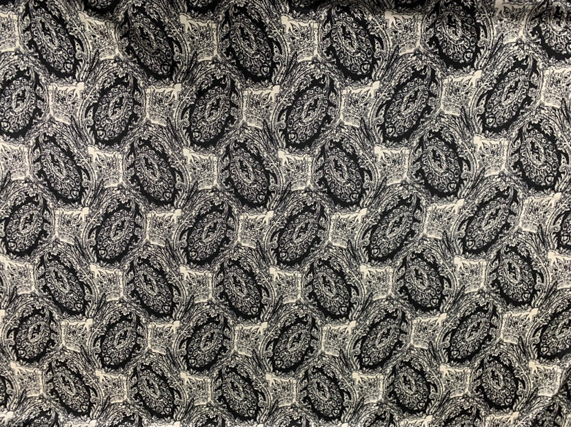 OMEYAO - 19 Momme Cashew Flower Pattern Digital Print Stretch Silk Satin Fabric - 140cm wide by the Yard