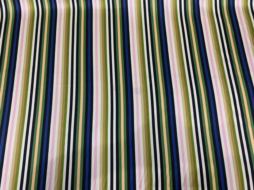 WUCSUT - 19 Momme Colorful Vertical Stripes Pattern Digital Print Stretch Silk Satin Fabric - 108cm wide by the Yard