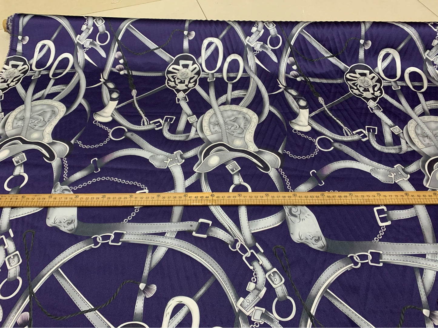 ZREDYE - 19 Momme Purple Chain Pattern Digital Print Stretch Silk Satin Fabric - 108cm wide by the Yard