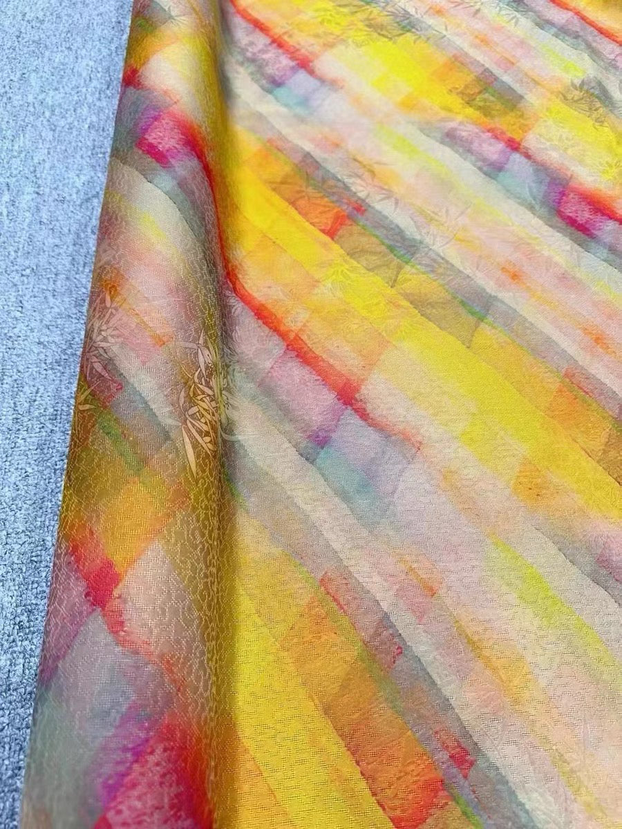 CAIHOS - Handmade 25 Momme HUALUO Jacquard Mud Silk Fabric (Openwork texture) - 114cm by the Yard