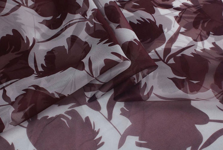 FENGYE - 8 momme Floral Print Silk Organza Fabric - 104cm wide by the Yard