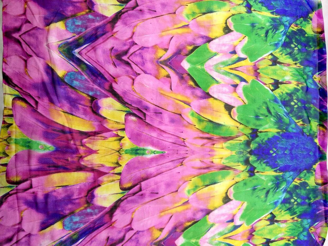 YUMAO - 8 Momme Floral Print Silk Chiffon Fabric - 138cm wide by the Yard