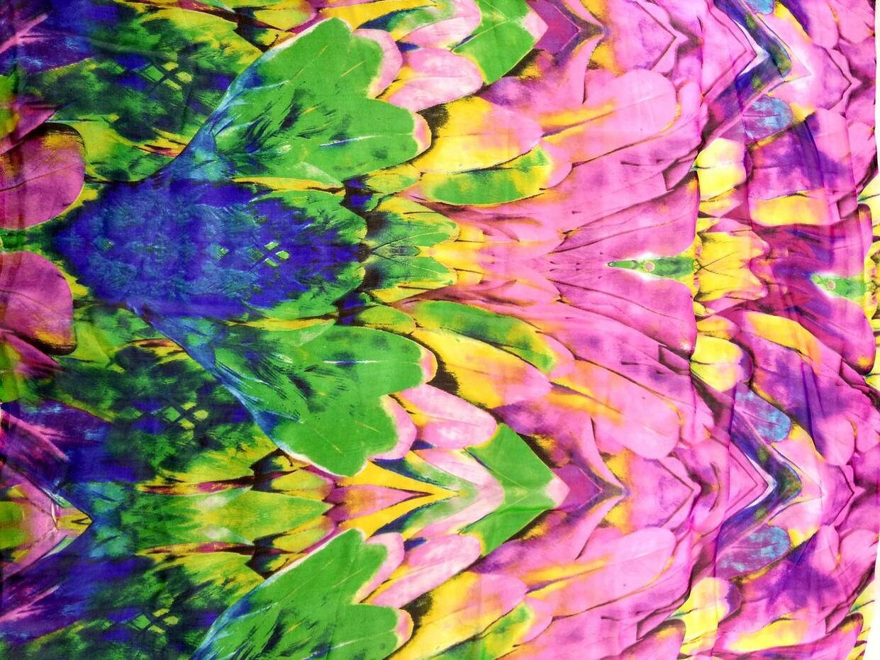 YUMAO - 8 Momme Floral Print Silk Chiffon Fabric - 138cm wide by the Yard