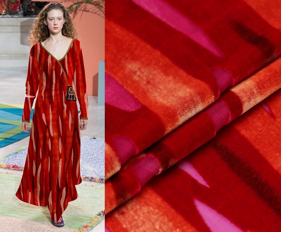 TIAOWEN - Burnout Silk Velvet Fabric - 114cm wide by the Yard