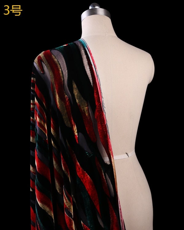 TIAOWEN - Burnout Silk Velvet Fabric - 114cm wide by the Yard