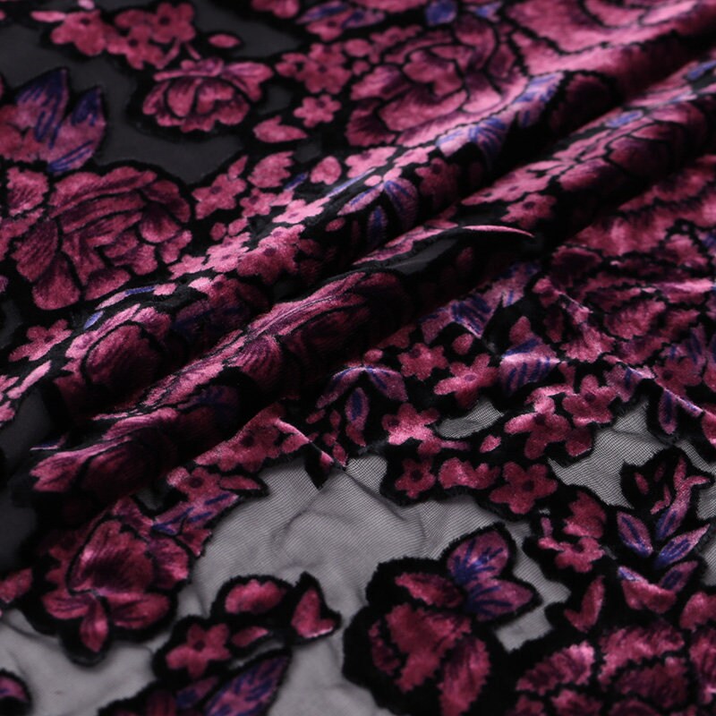 ZMUDAN - Sheer Burnout Silk Velvet Fabric - 114cm wide by the Yard