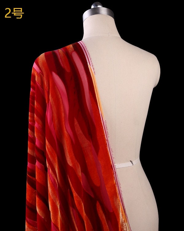 TIAOWEN - Burnout Silk Velvet Fabric - 114cm wide by the Yard