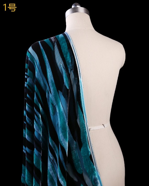 TIAOWEN - Burnout Silk Velvet Fabric - 114cm wide by the Yard