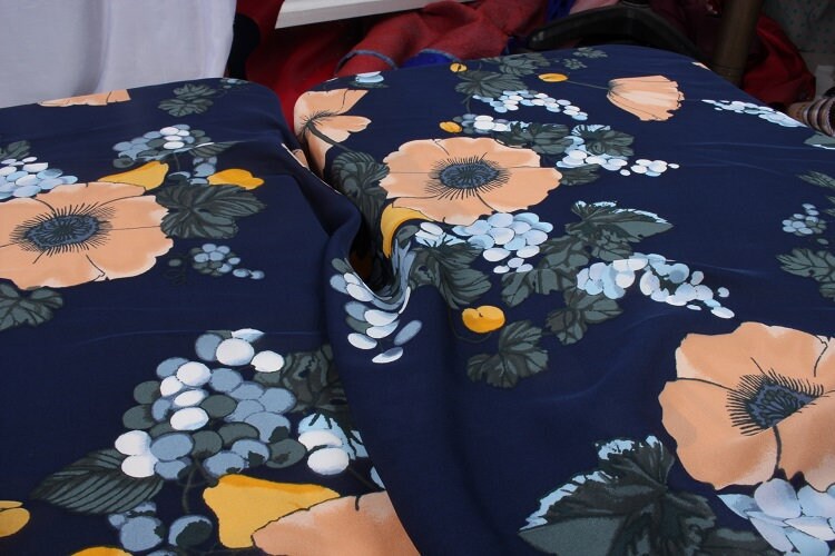 YUMEIREN - 16 Momme Floral Print Double Joe Silk Fabric - 140cm wide by the Yard
