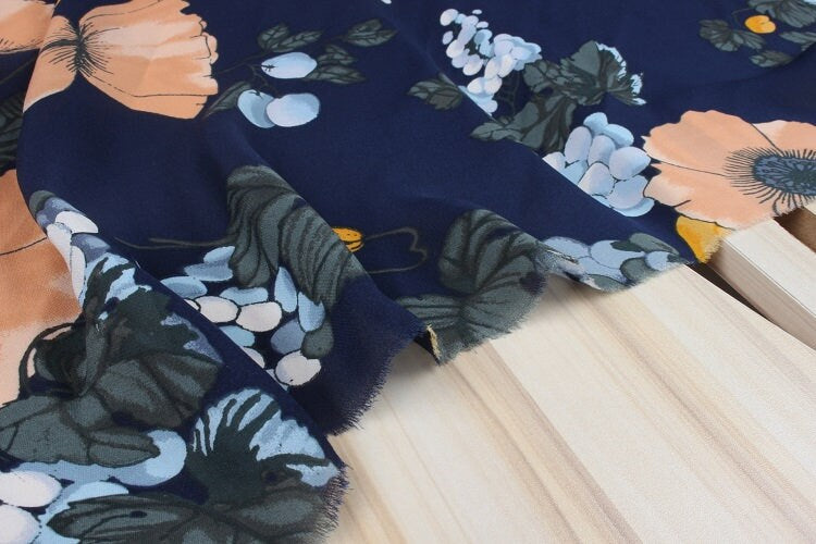 YUMEIREN - 16 Momme Floral Print Double Joe Silk Fabric - 140cm wide by the Yard