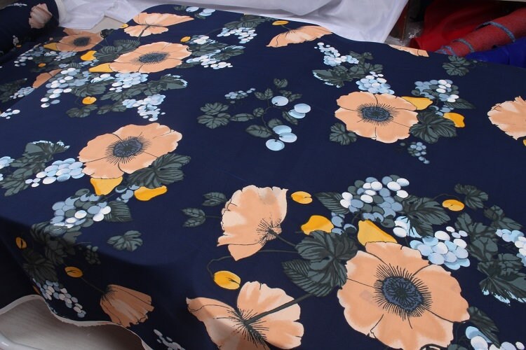 YUMEIREN - 16 Momme Floral Print Double Joe Silk Fabric - 140cm wide by the Yard