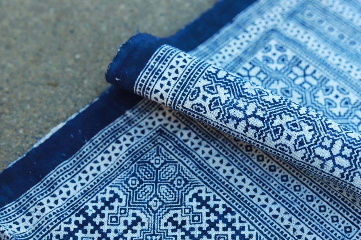 Traditional Chinese Batik Vintage Linen Fabric By the Yard