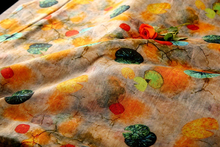 CAILIAN Printed Ramie fabric for Summer Dresses By the Yard