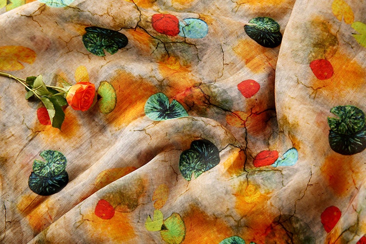 CAILIAN Printed Ramie fabric for Summer Dresses By the Yard