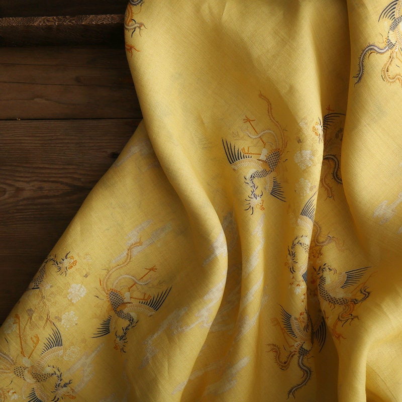 XIANGHE Yellow Ramie Fabric By the Yard